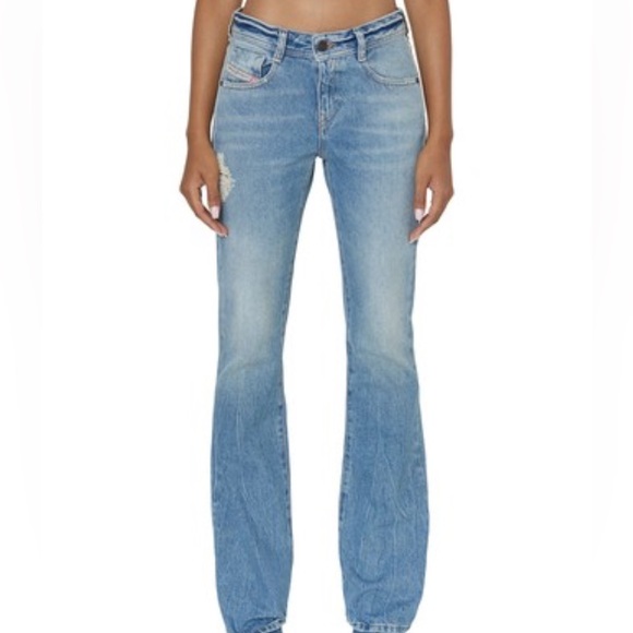 Diesel bootcut slim fit flare leg jeans blue size 26 low rise bohemian - Picture 2 of 15